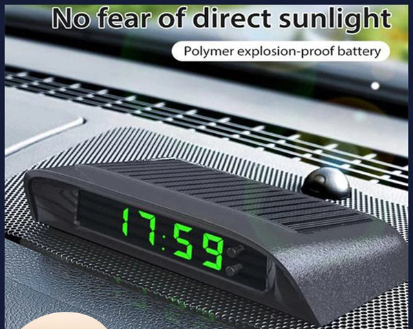 Solar-Powered Car Dashboard Clock with Temperature Display