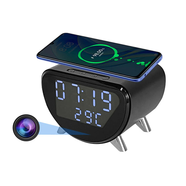 Mini Clock Camera with Wireless Charging