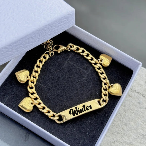 Custom Letter Bracelet with Heart Engraving