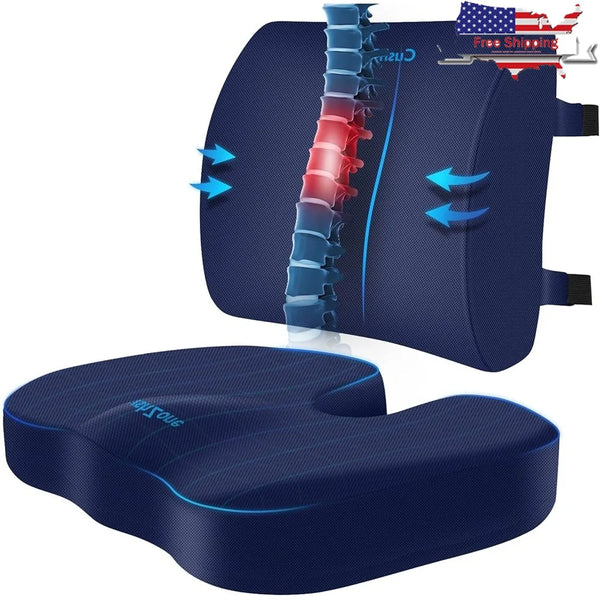 Seat Cushion Lumbar Support Pillow – Non-Slip
