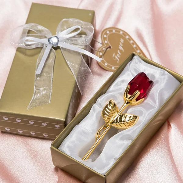 Crystal Glass Rose Table Decoration with Gift Box