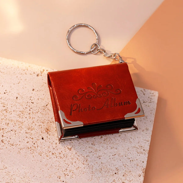 Personalized Leather Photo Keychain Mini Album Gift