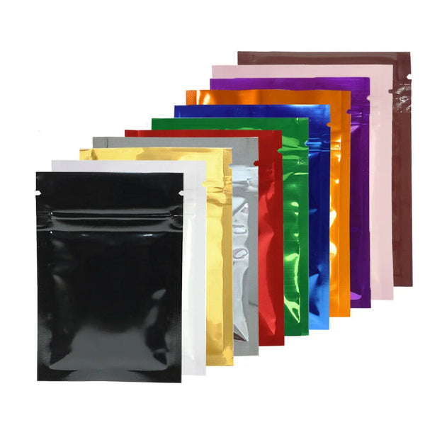 Flat Aluminum Foil Mylar Ziplock Bags Glossy - 100pcs