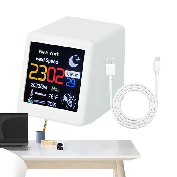 Smart Real-Time Weather & Time Display Desktop Clock