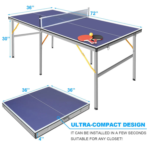 Portable Foldable Table Tennis Set with Net & Paddles